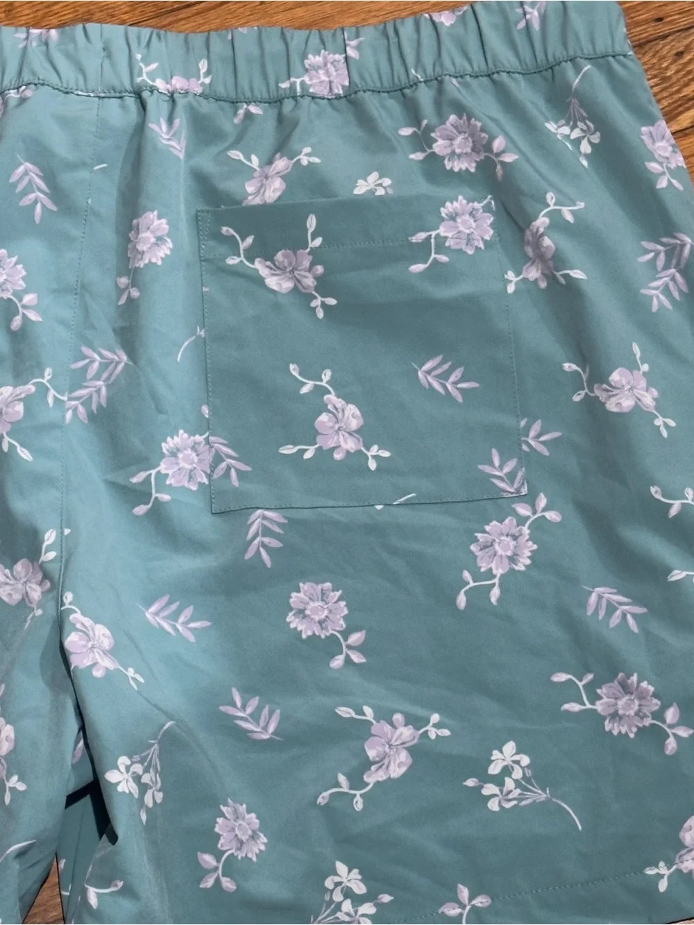NWT Teal Floral Swim Trunks w/Pockets & Drawstring Size XXL
